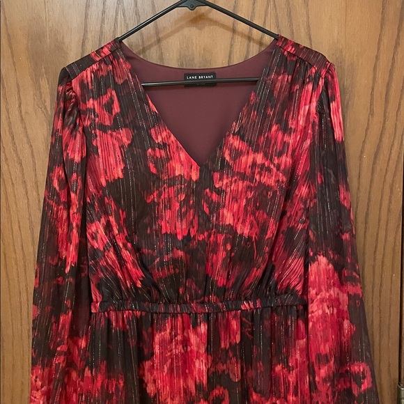 Lane Bryant UEC Women’s Size 16 Red and Black Abstract Floral Maxi Dress - Picture 5 of 13